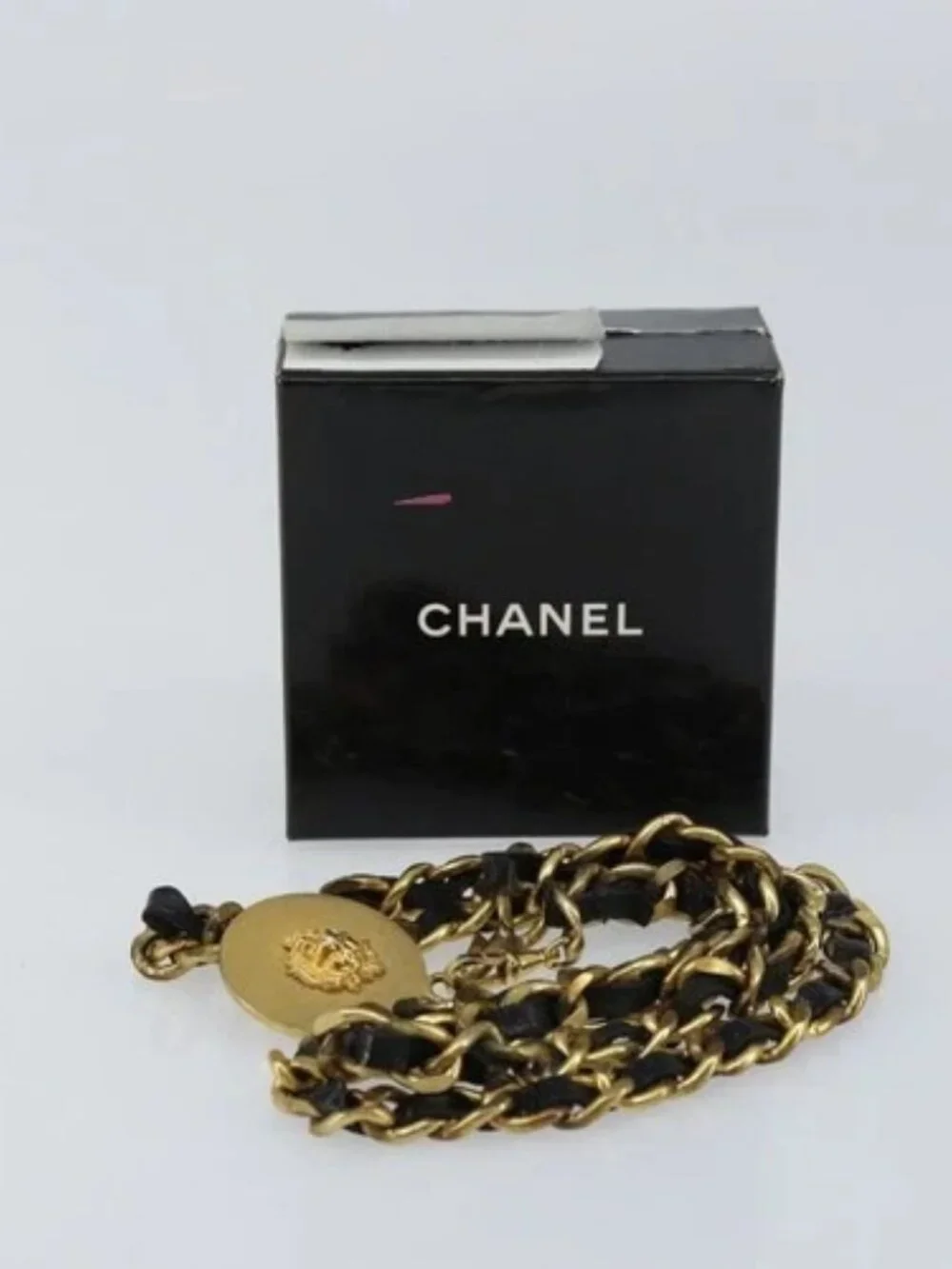 CHANEL Chain Belt metal Gold CC Auth bs32091